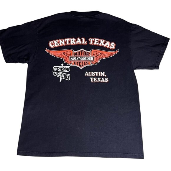 Rare Harley-Davidson Flaming Eagle T-Shirt Austin TX 90s R.K. Stratman USA Large - Picture 11 of 11